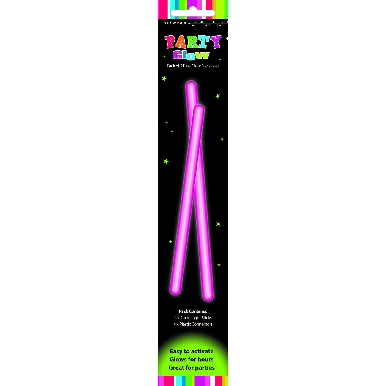 Artwrap Party Glow Necklaces Pink 2 Pack