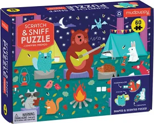 Mud Puppy Scratch & Sniff 60 Piece Puzzle Campfire Friends