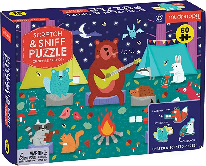 Mud Puppy Scratch & Sniff 60 Piece Puzzle Campfire Friends