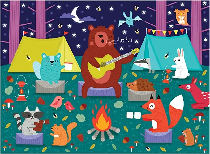 Mud Puppy Scratch & Sniff 60 Piece Puzzle Campfire Friends