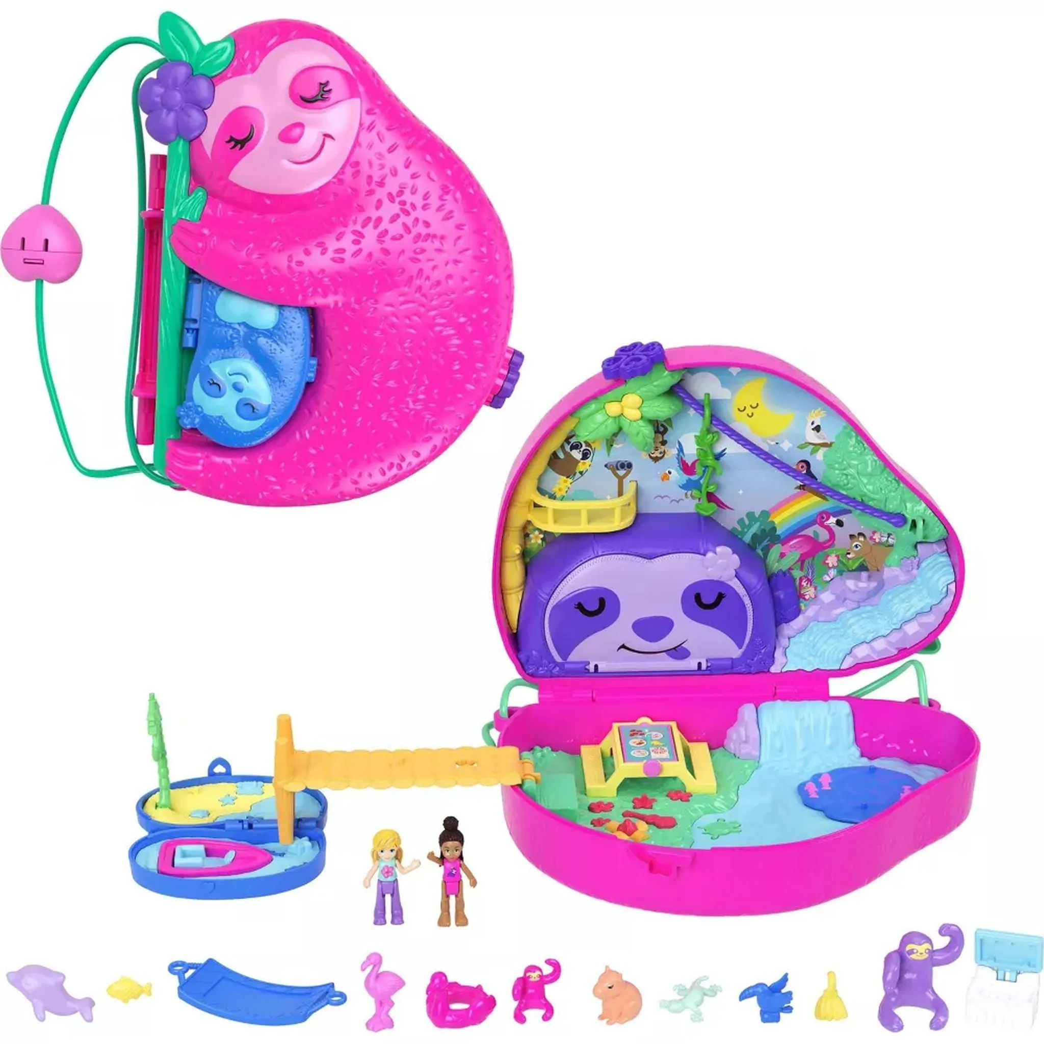 Polly Pocket Sloth Family 2-In-1 Wearable Compact