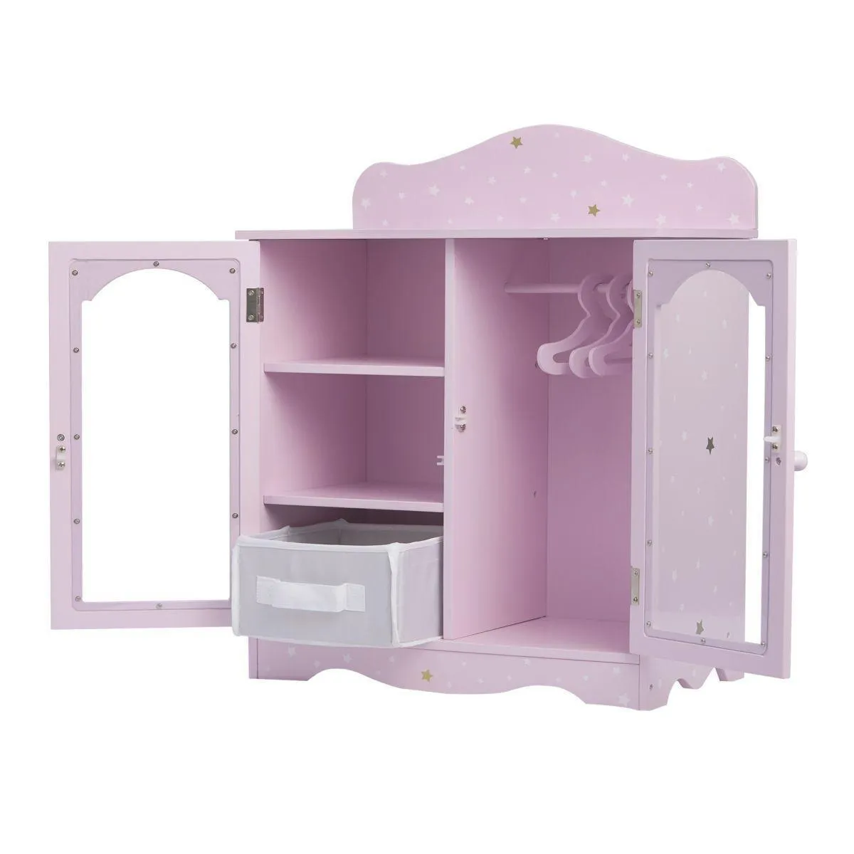 Teamson USA Twinkle Stars Princess 18-inch Doll Fancy Closet with 3 Hangers