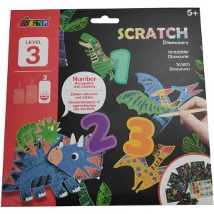 Avenir Scratch Art Level 3 Numbers Dinosaurs