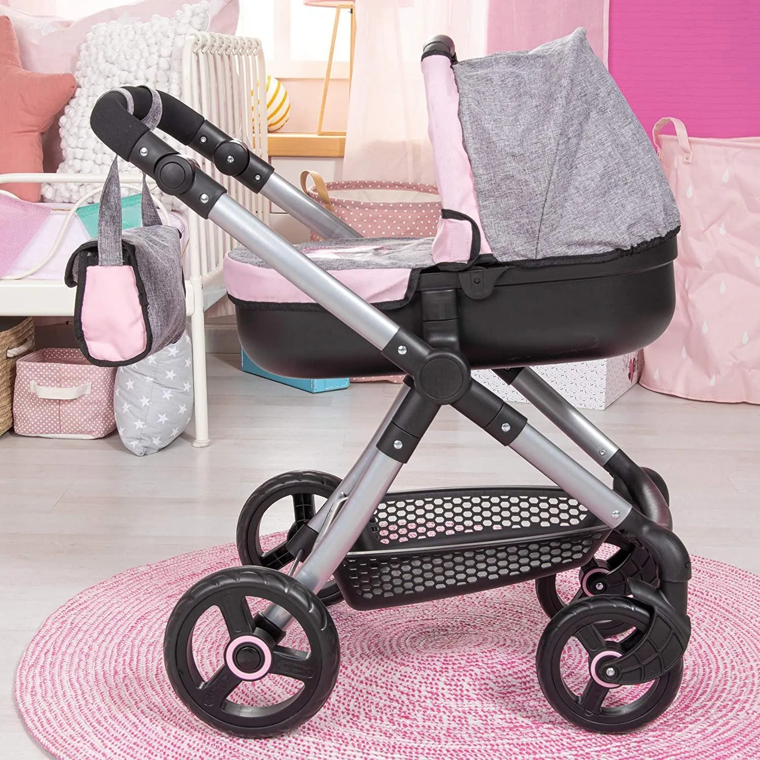 Bayer Design Doll's Pram Style with Attachable Doll Bag