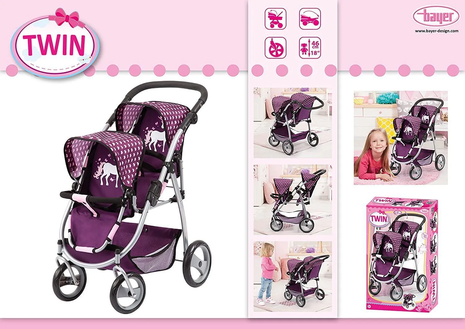 Bayer Design Twin Dolls Chair Tandem Violet