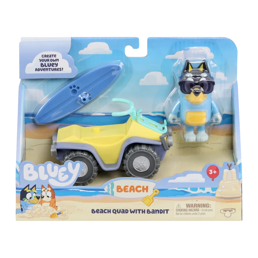 Bluey Series 9 Vehicle And Figure - Bluey Beach Quad With Bandit