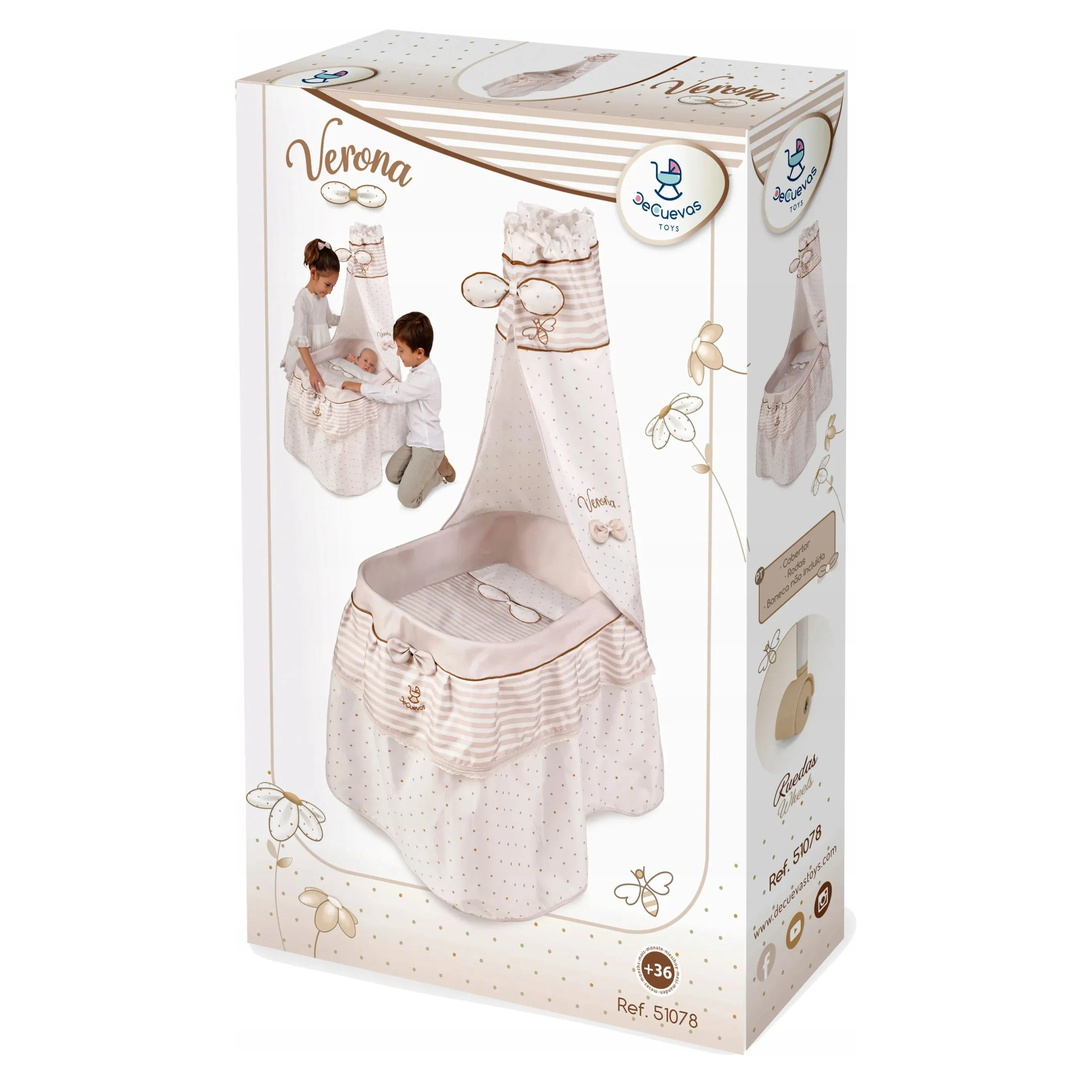 De Cuevas Dolls Moses Basket with Canopy