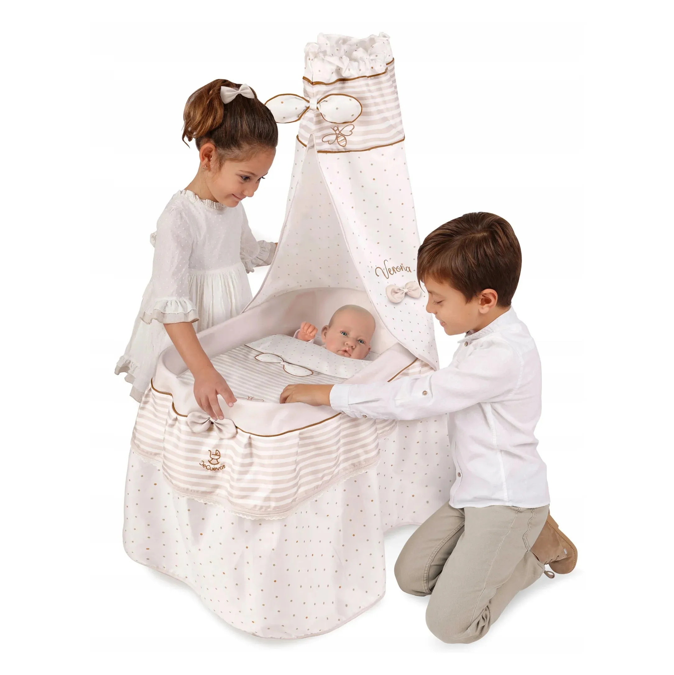 De Cuevas Dolls Moses Basket with Canopy