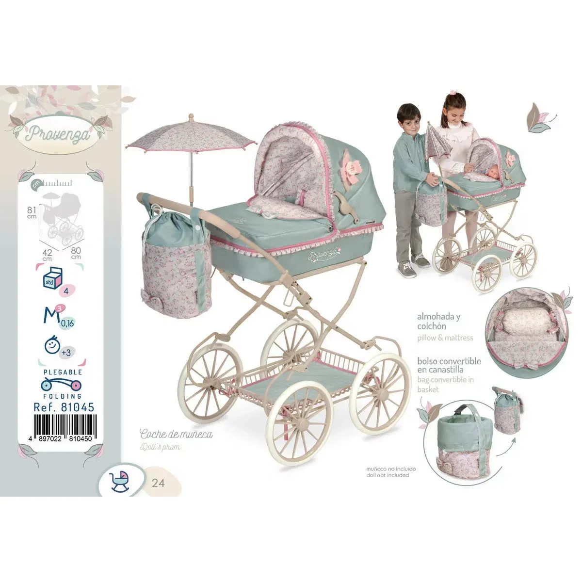 De Cuevas Provenza Collection Folding Dolls Pram