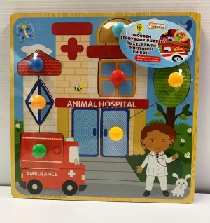 First Learning 6 Piece Wooden Storybook Puzzle Animal Hospital
