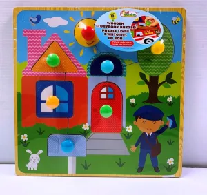 First Learning 6 Piece Wooden Storybook Puzzle House