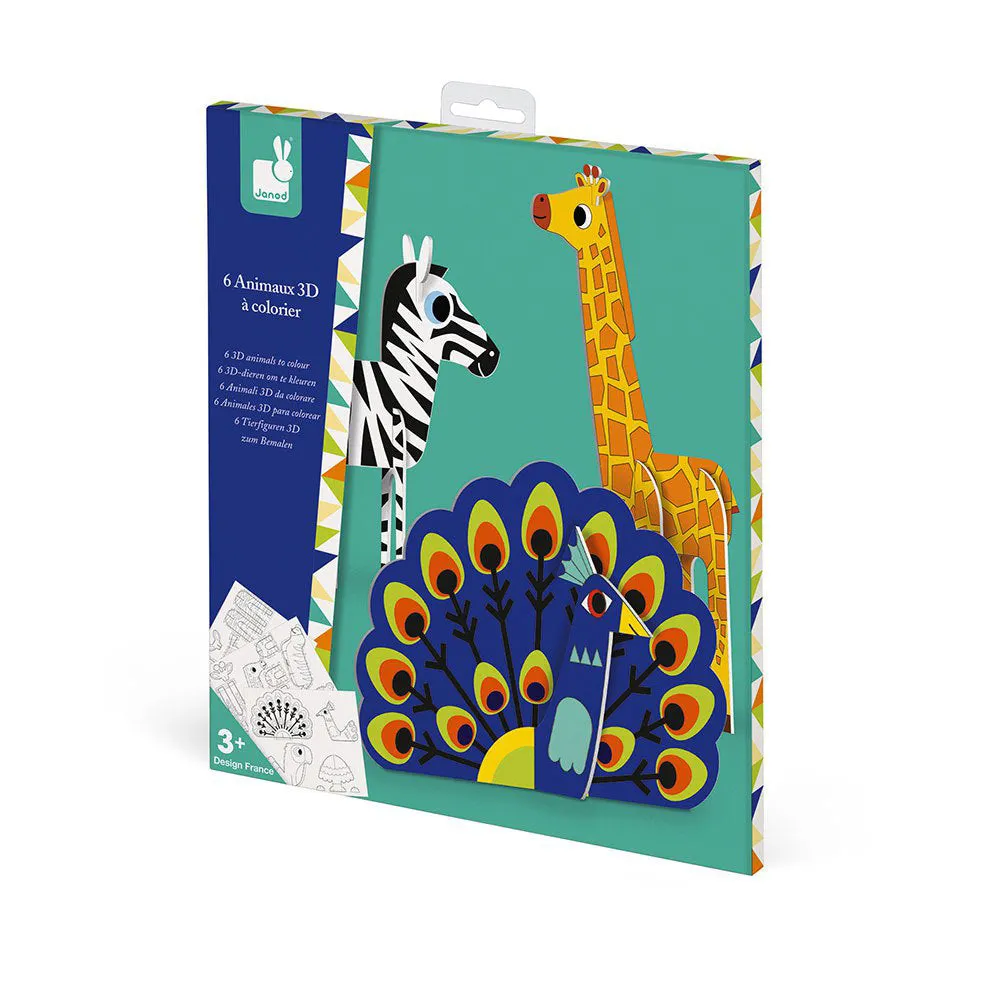 Janod 3D Animals To Color