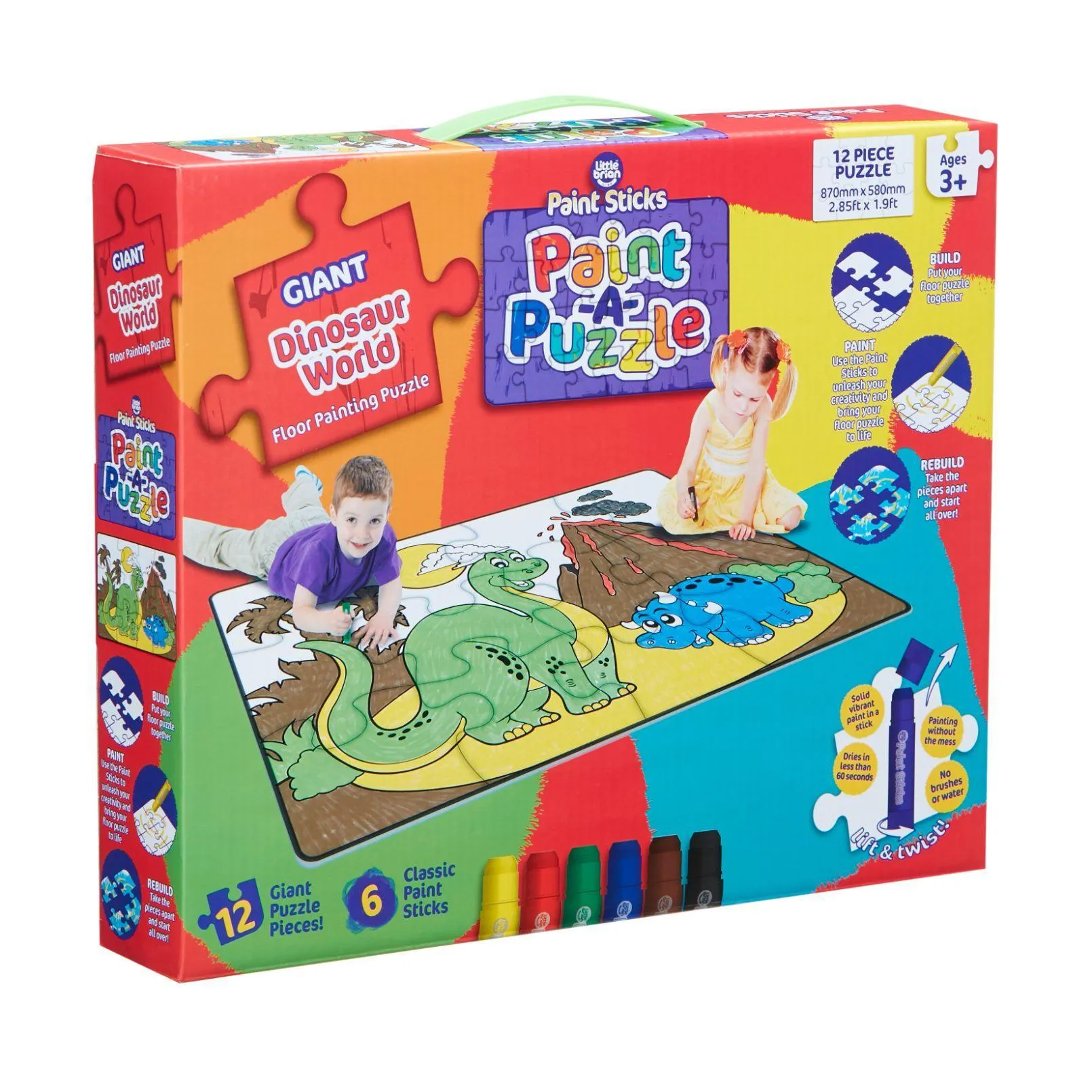 Little Brian Dinosaur World Paint Sticks Paint-A-Puzzle