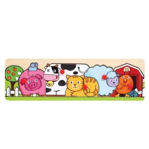 Little Moppet Farm Animals Wooden Peg Puzzle