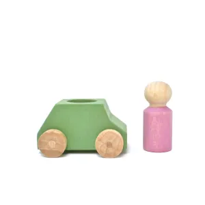 Lubulona | Car in Mint Green with Pink Figure