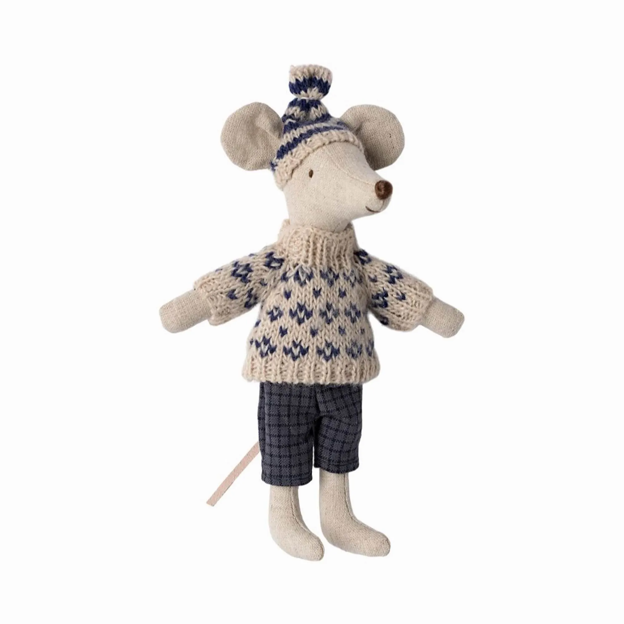 Maileg Winter Mouse With Ski Set, Dad – Blue