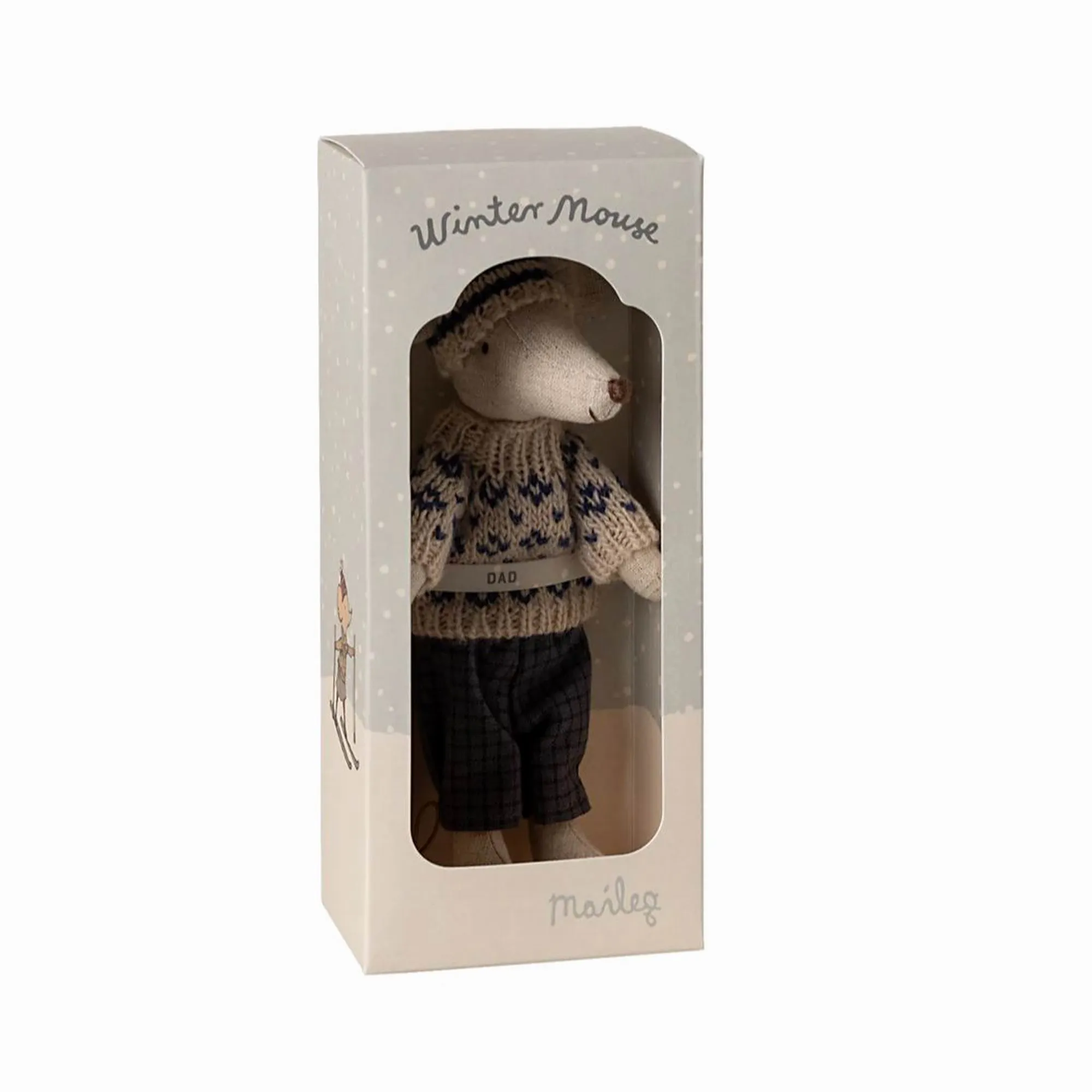 Maileg Winter Mouse With Ski Set, Dad – Blue