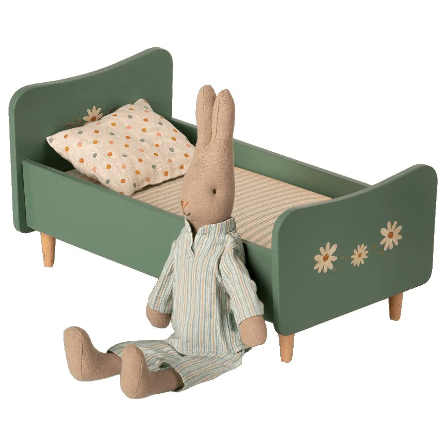 Maileg Wooden Bed, Mini Mint Blue
