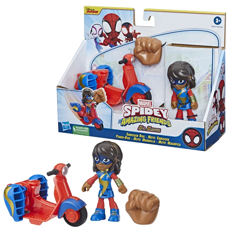 Marvel Spidey & His Amazing Friends Vehicle And Figure Ms. Marvel Embiggen Bike