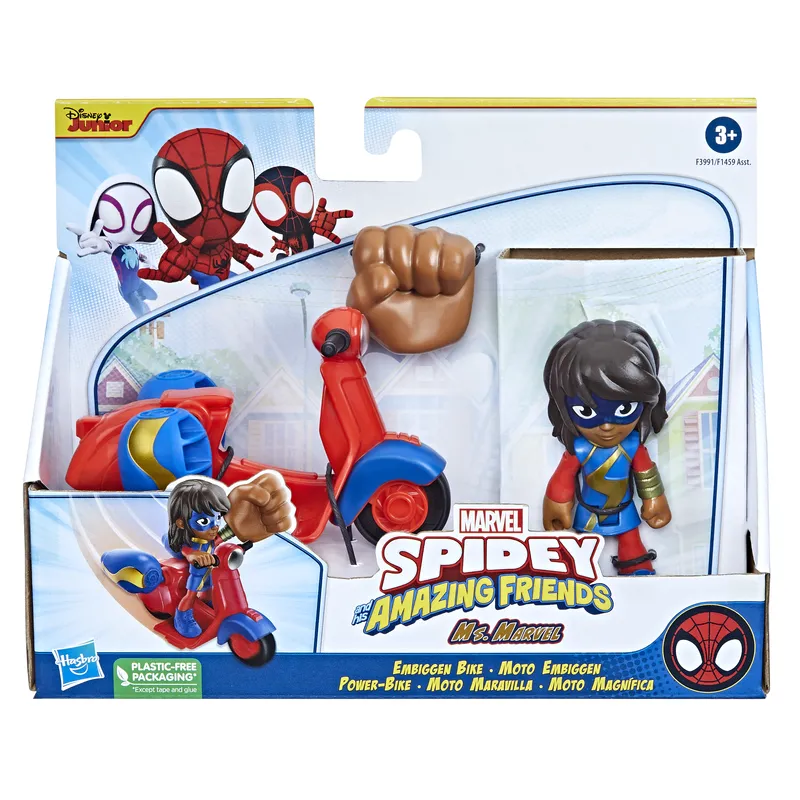 Marvel Spidey & His Amazing Friends Vehicle And Figure Ms. Marvel Embiggen Bike