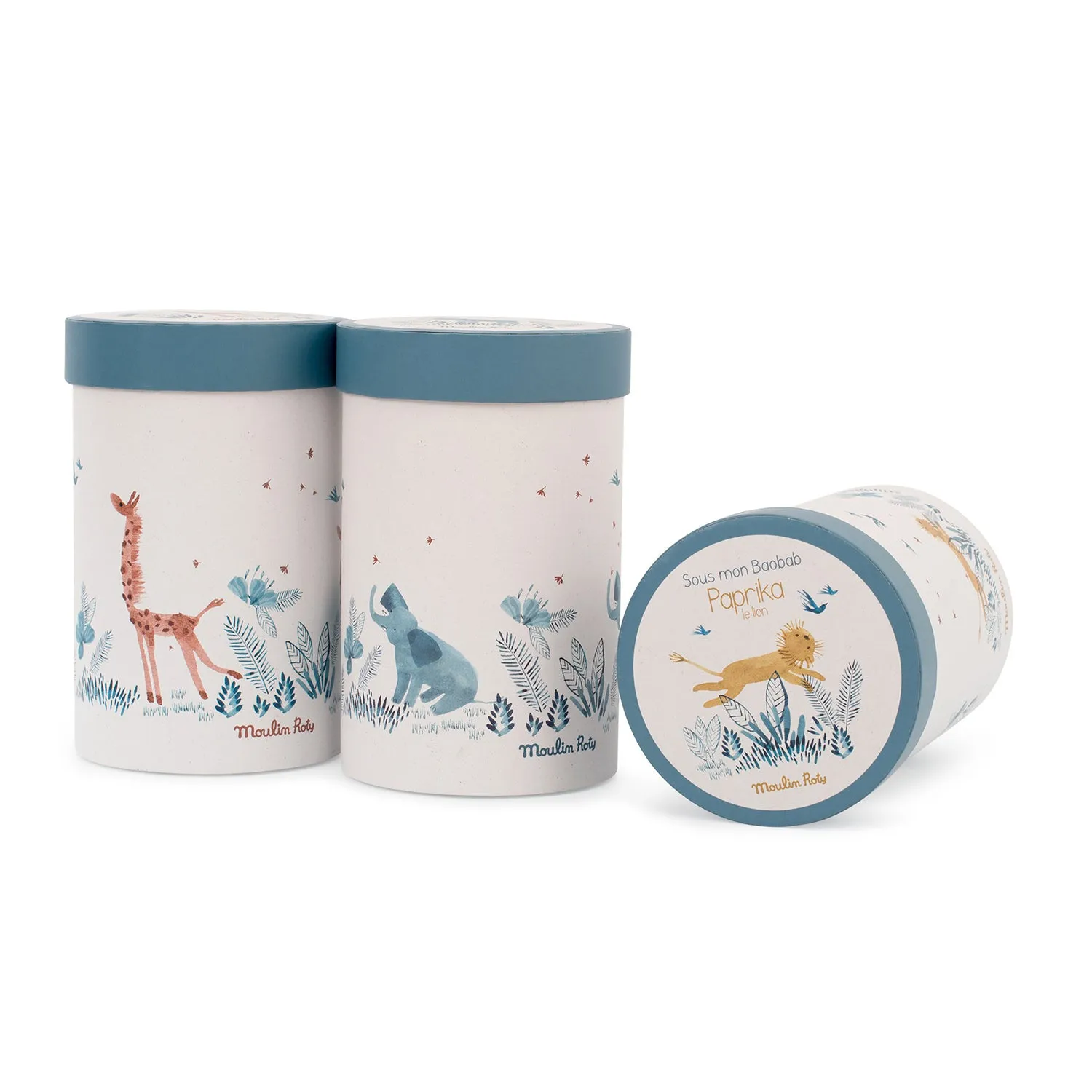 Moulin Roty Sous Mon Baobab Paprika The Lion 39cm in Round Gift Box