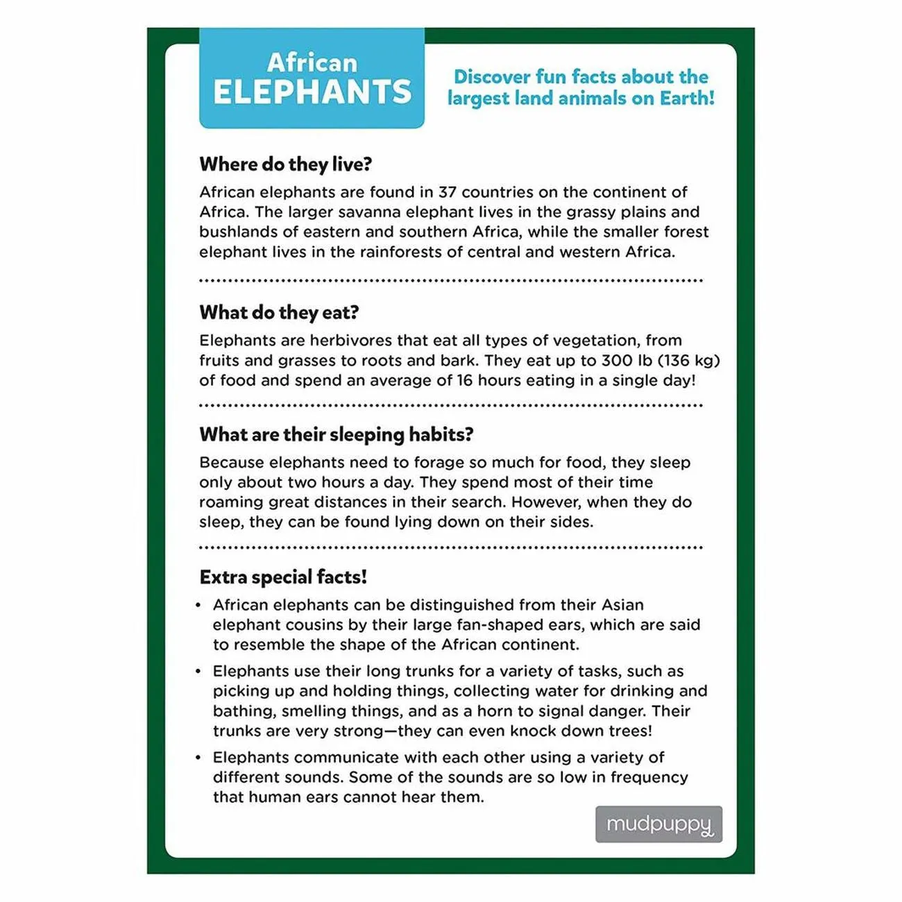 Mud Puppy African Elephant 48 Piece Mini Puzzle
