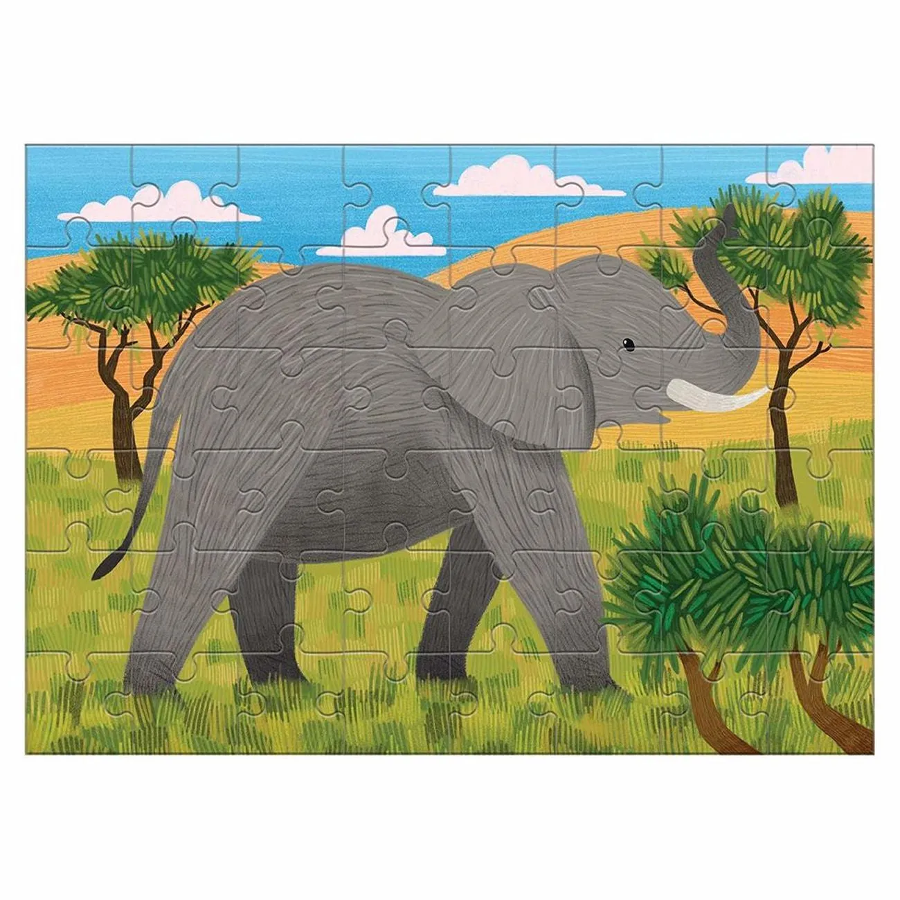 Mud Puppy African Elephant 48 Piece Mini Puzzle