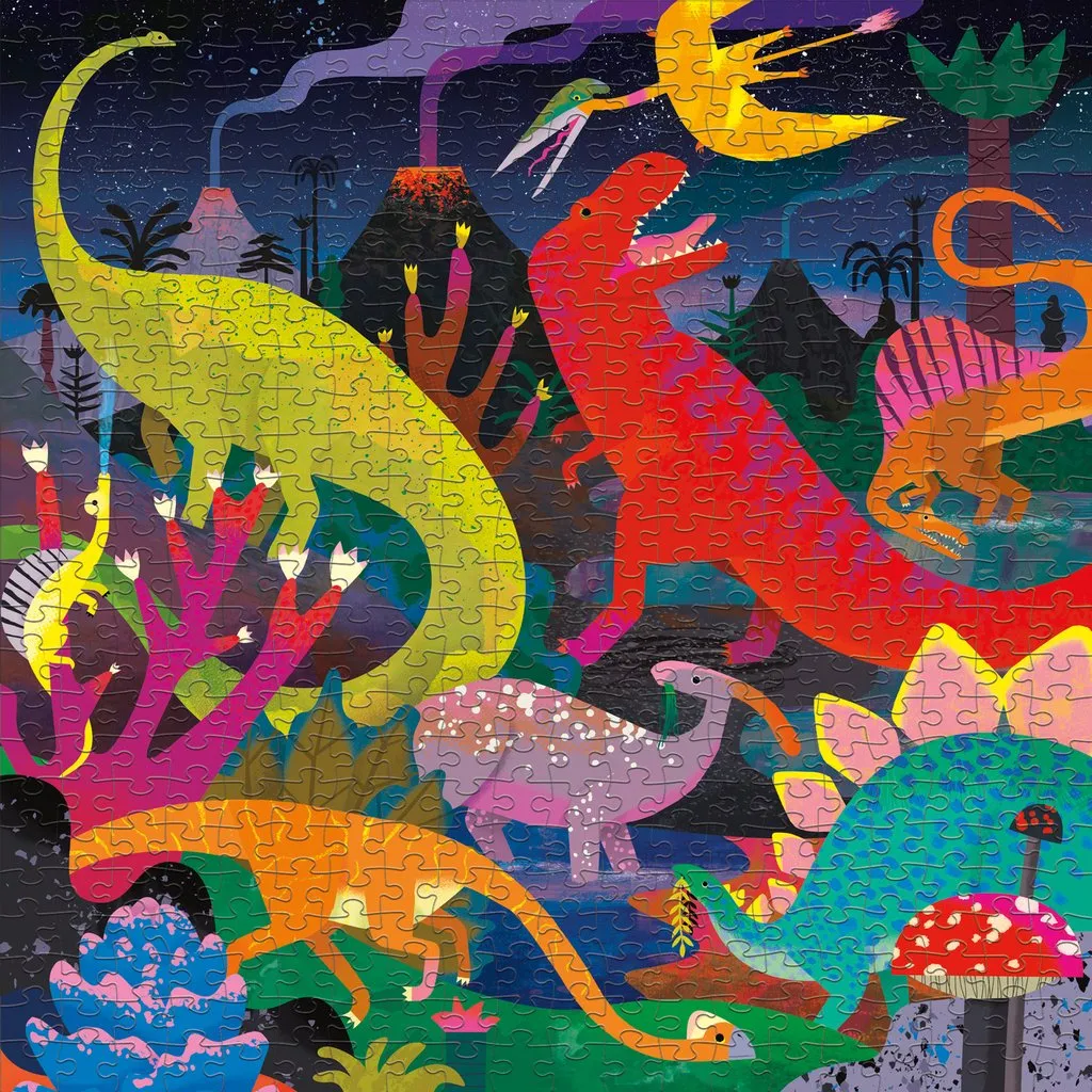 Mud Puppy Glow In The Dark Dinos Illuminated 500 Piece Puzzle