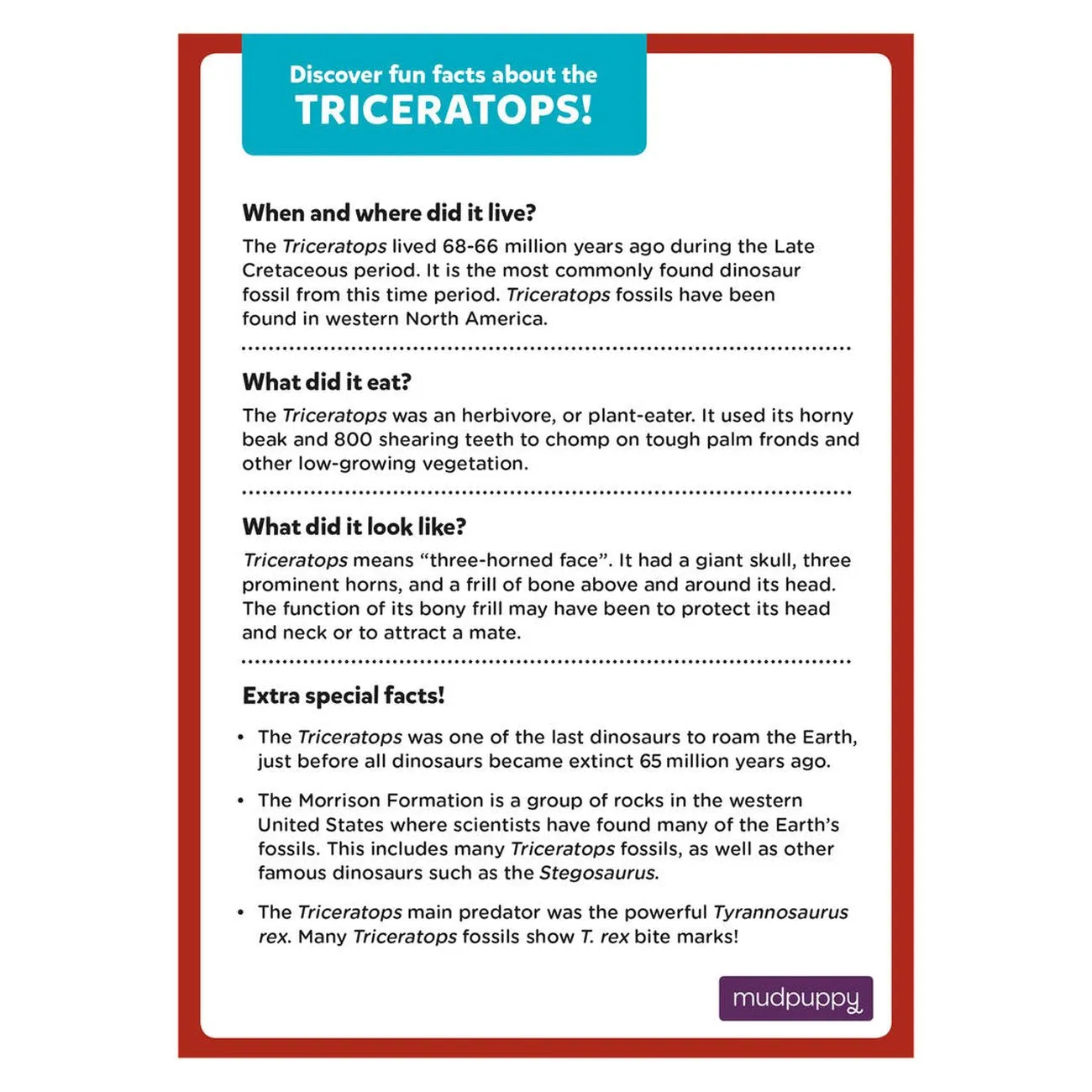 Mud Puppy Triceratops 48 Piece Mini Puzzle
