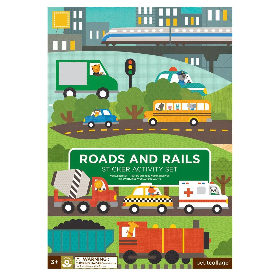 Petit Collage Stickers Book - Roads & Rails