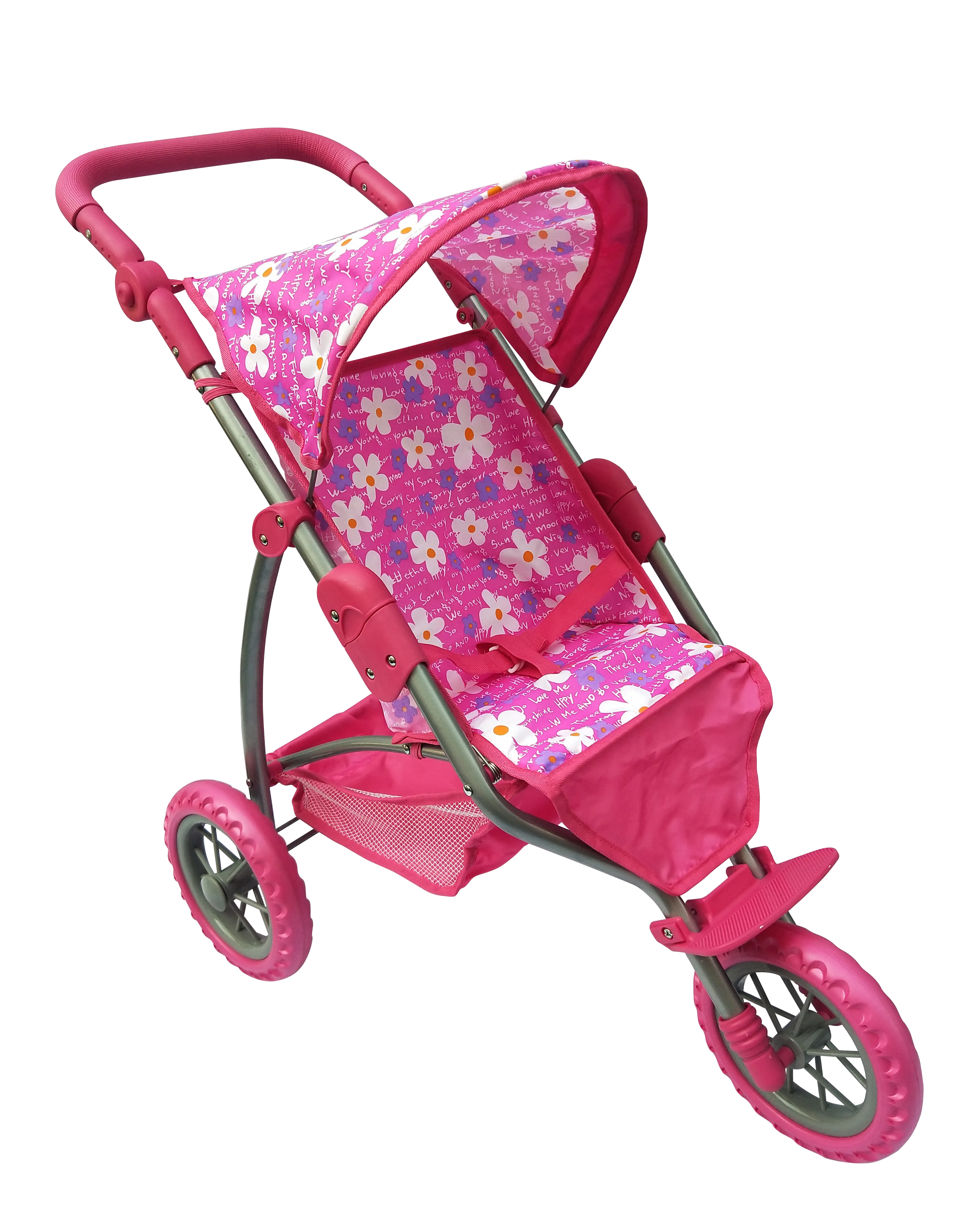 Playworld 3 Wheel Doll Stroller Pink