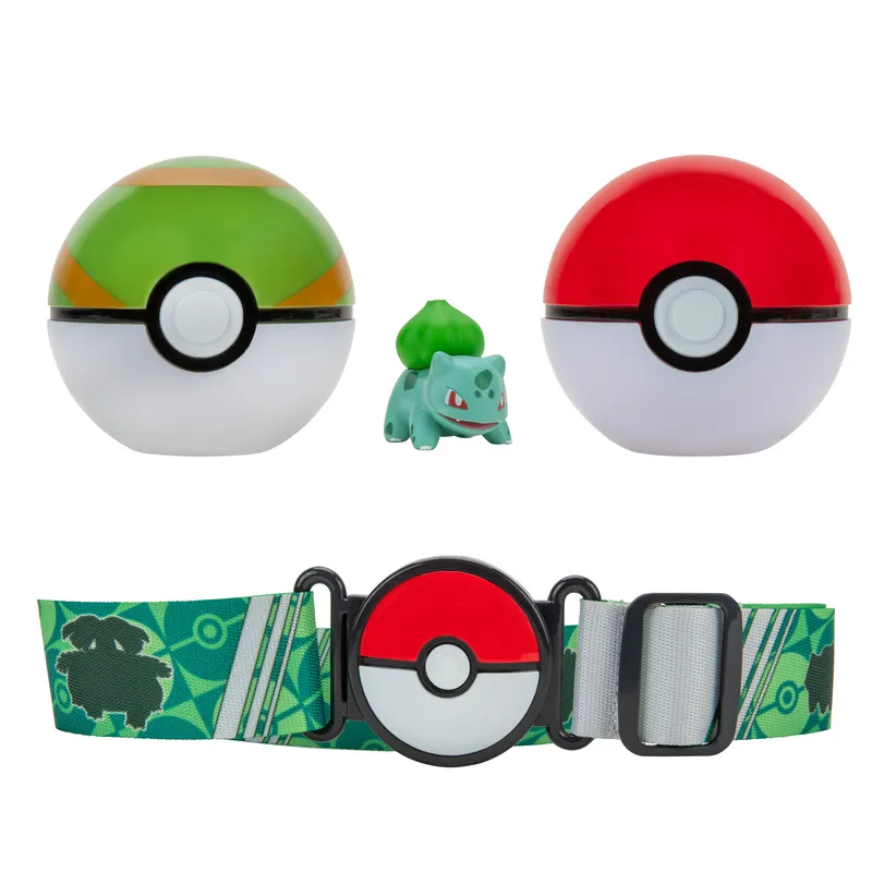 Pokemon Clip N Go Poke Ball Belt Set - Nest Ball & Poke Ball With Bulbasaur