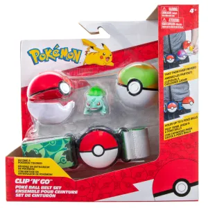 Pokemon Clip N Go Poke Ball Belt Set - Nest Ball & Poke Ball With Bulbasaur