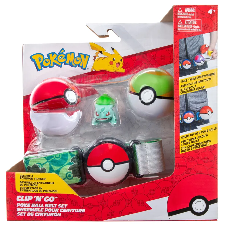 Pokemon Clip N Go Poke Ball Belt Set - Nest Ball & Poke Ball With Bulbasaur
