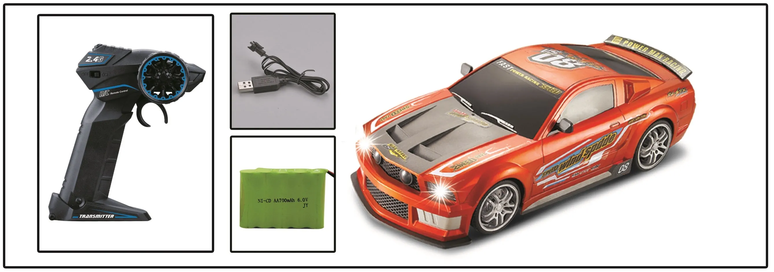 REMOTE CONTROL 1:12 TOURING CAR FORD MUSTANG ORANGE