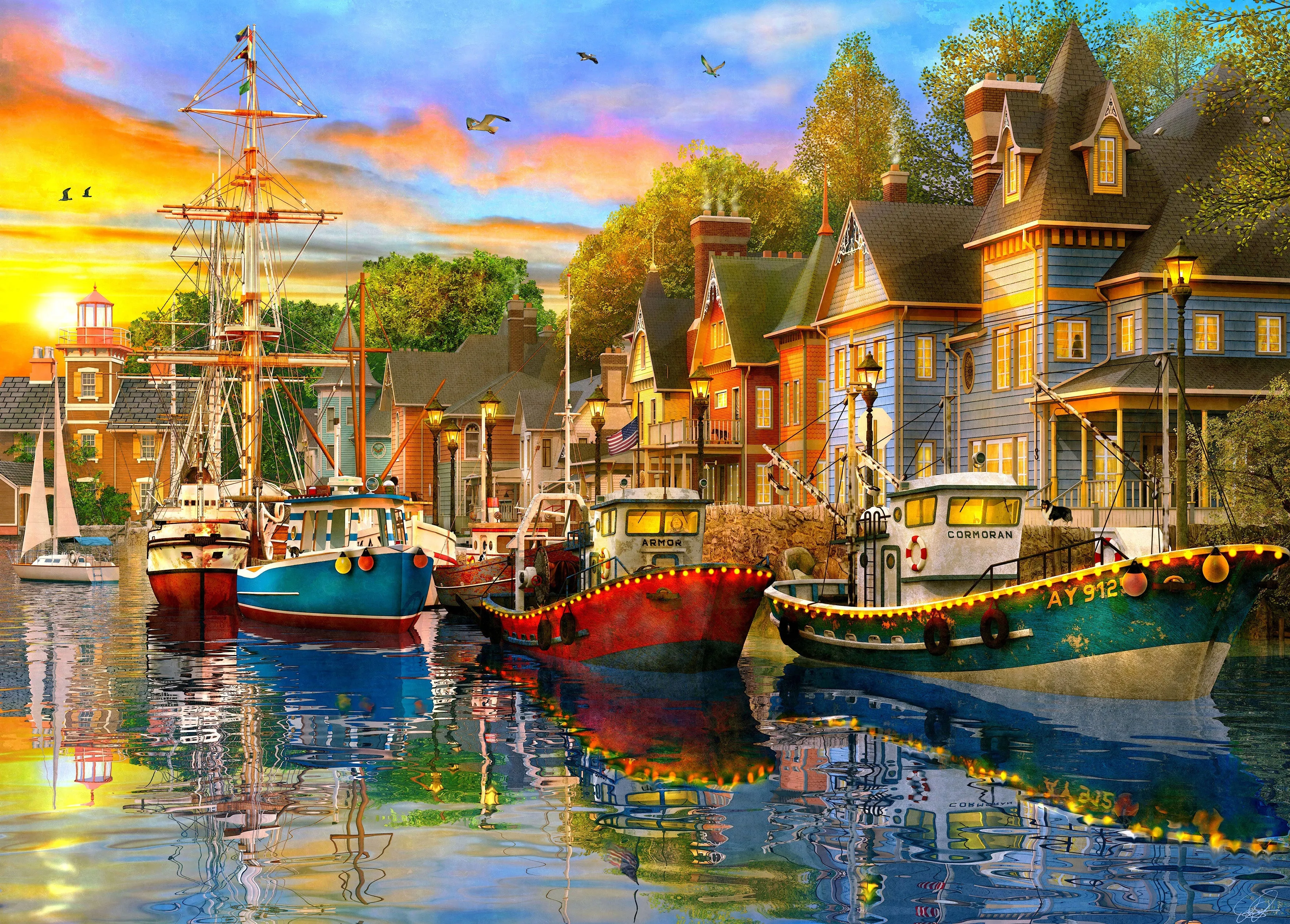 SAFE HARBOUR LIGHTS ON THE HARBOUR 1000 PIECE PUZZLE