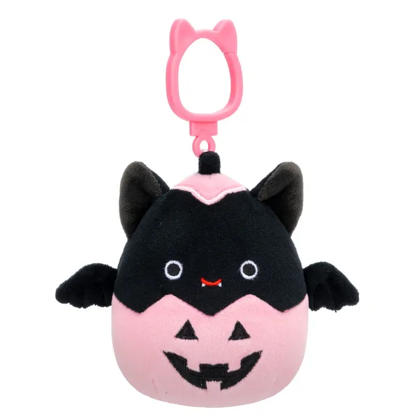 Squishmallows Season Halloween 3.5 Inch Plush Clip-On Emily Black Bat In Pink Jack-O-Lantern