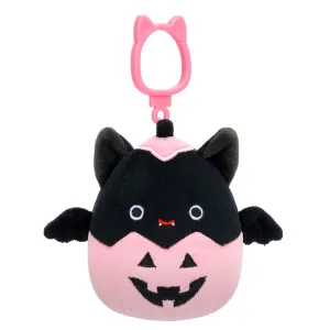 Squishmallows Season Halloween 3.5 Inch Plush Clip-On Emily Black Bat In Pink Jack-O-Lantern