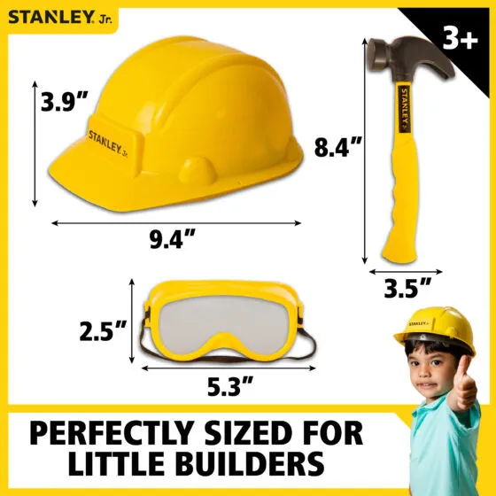 Stanley Jr. Helmet, Safety Goggles And Hammer