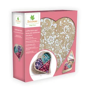 Sycomore Wooden Heart Box Multiform Beads