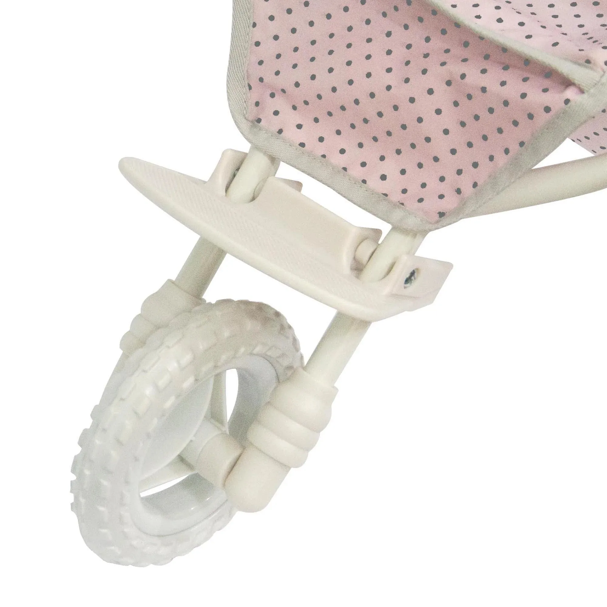 Teamson Olivia's Little World Doll Jogging-Style Pram with Canopy - Pink/Cream/Grey