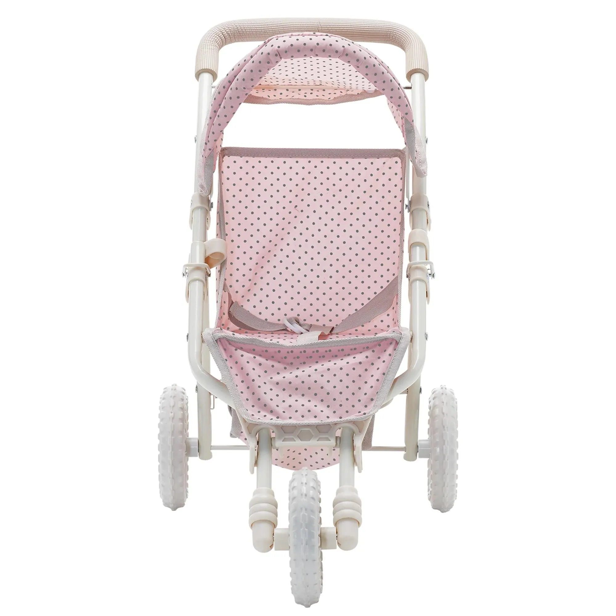 Teamson Olivia's Little World Doll Jogging-Style Pram with Canopy - Pink/Cream/Grey