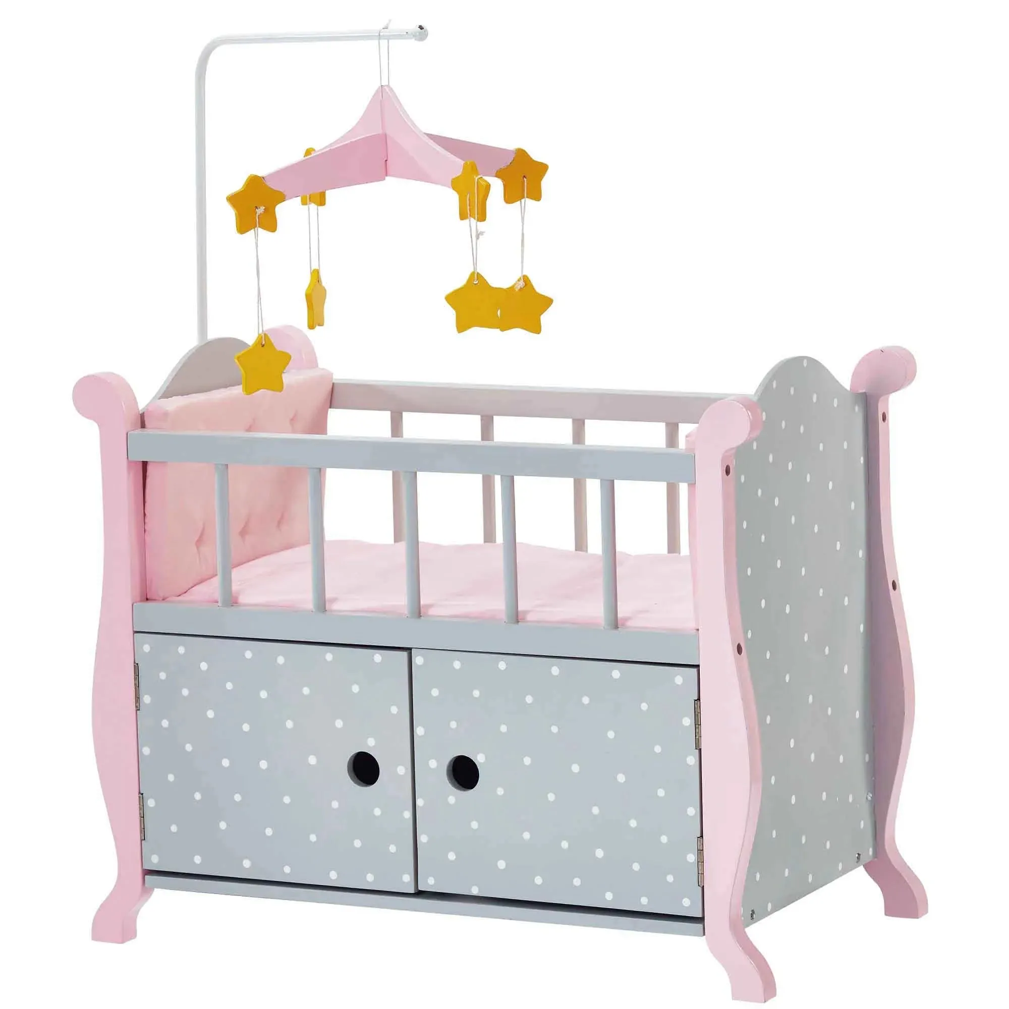 Teamson Olivia's Little World Polka Dot Princess Wooden Baby Doll Crib