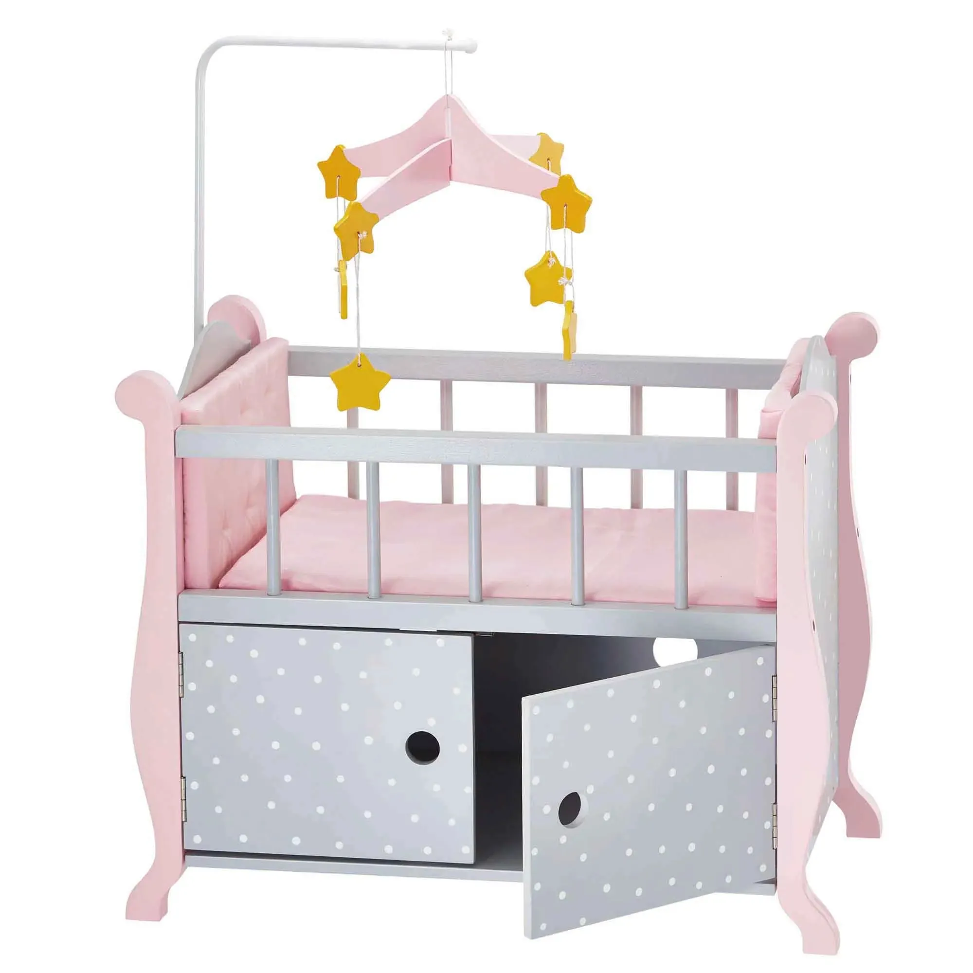 Teamson Olivia's Little World Polka Dot Princess Wooden Baby Doll Crib
