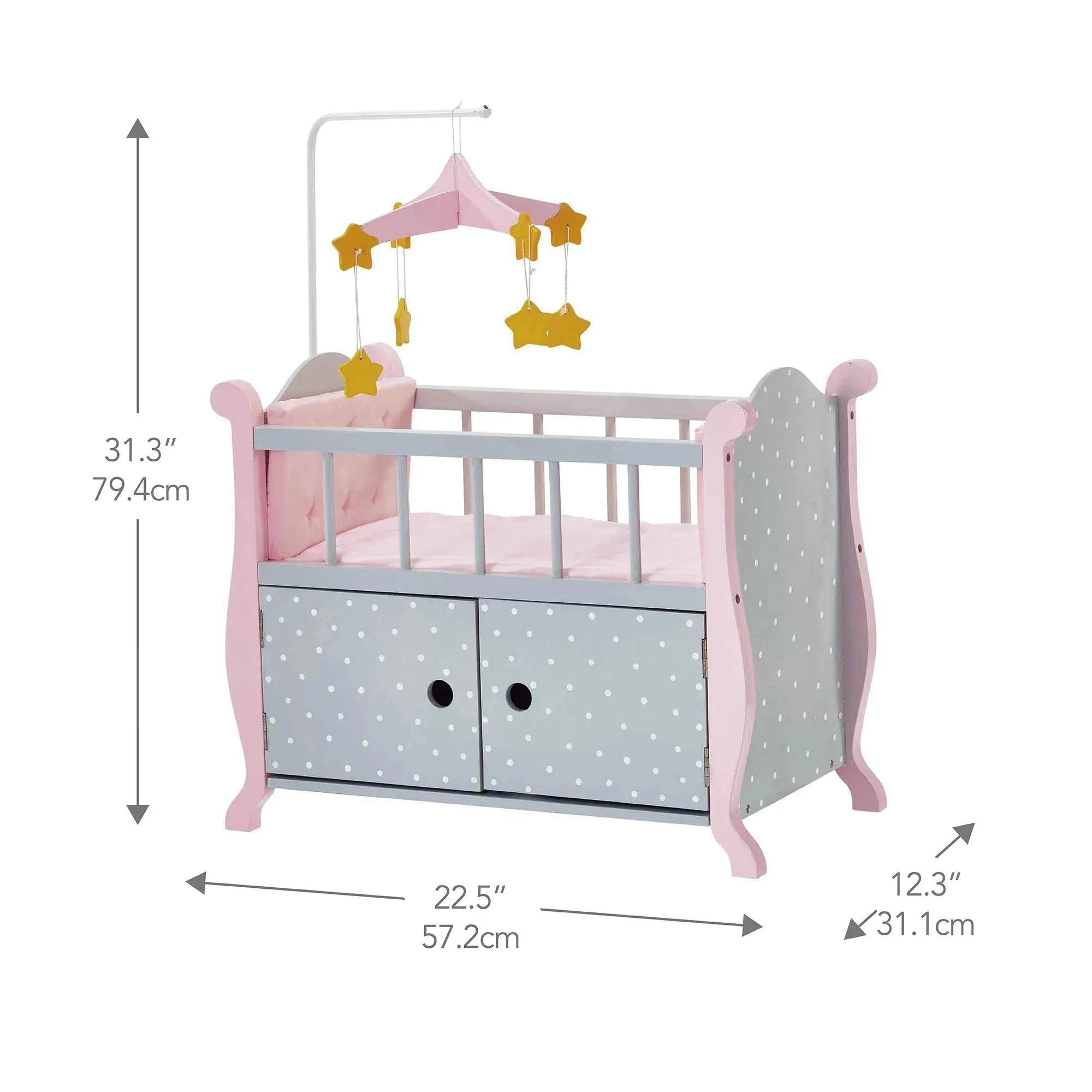 Teamson Olivia's Little World Polka Dot Princess Wooden Baby Doll Crib