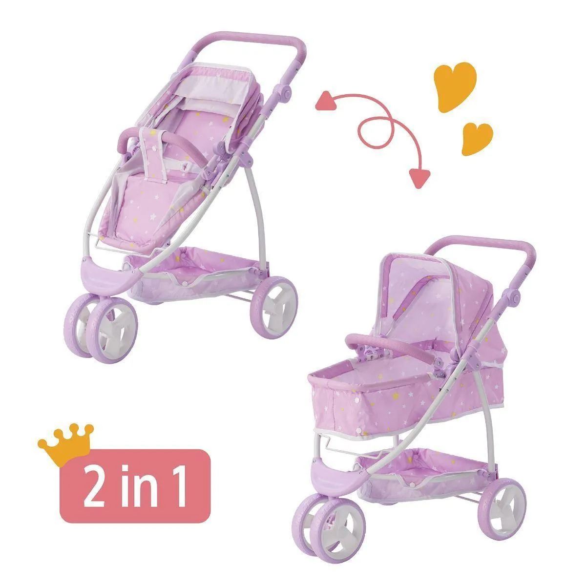 Teamson USA Olivias Little World 2-In-1 Multi-Positional Kids Baby Doll Pram
