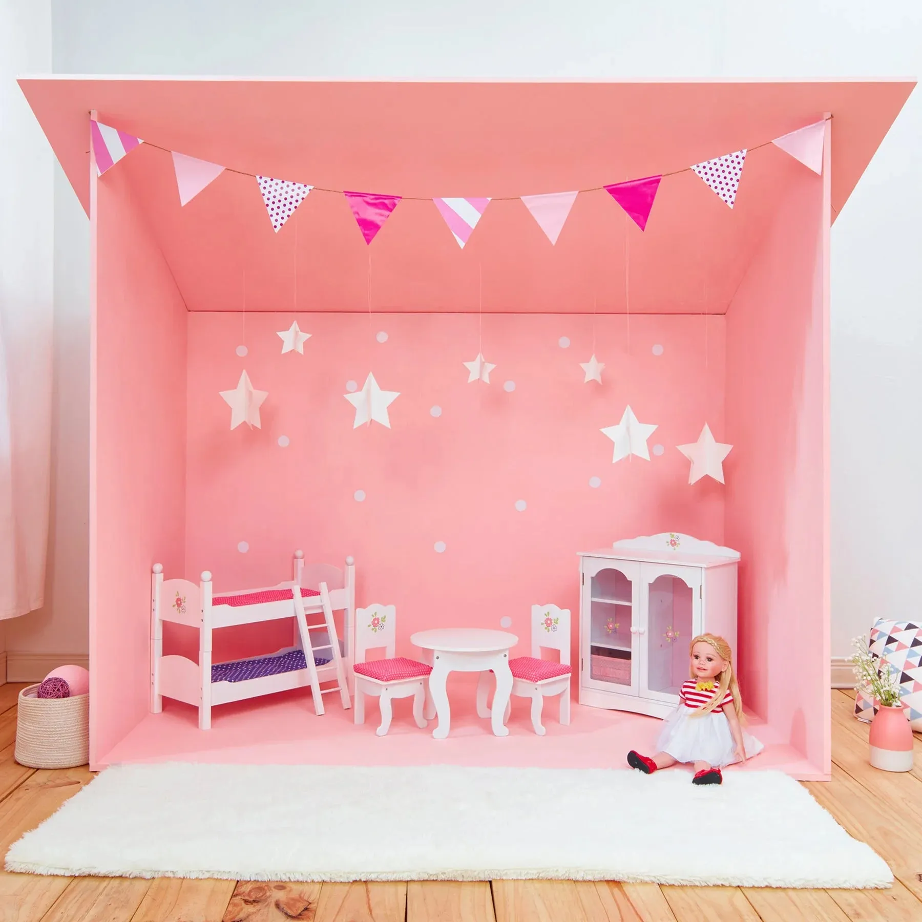Teamson USA Olivia's Little World Polka Dots Princess 18-Inch Doll Bunk Bed, Grey