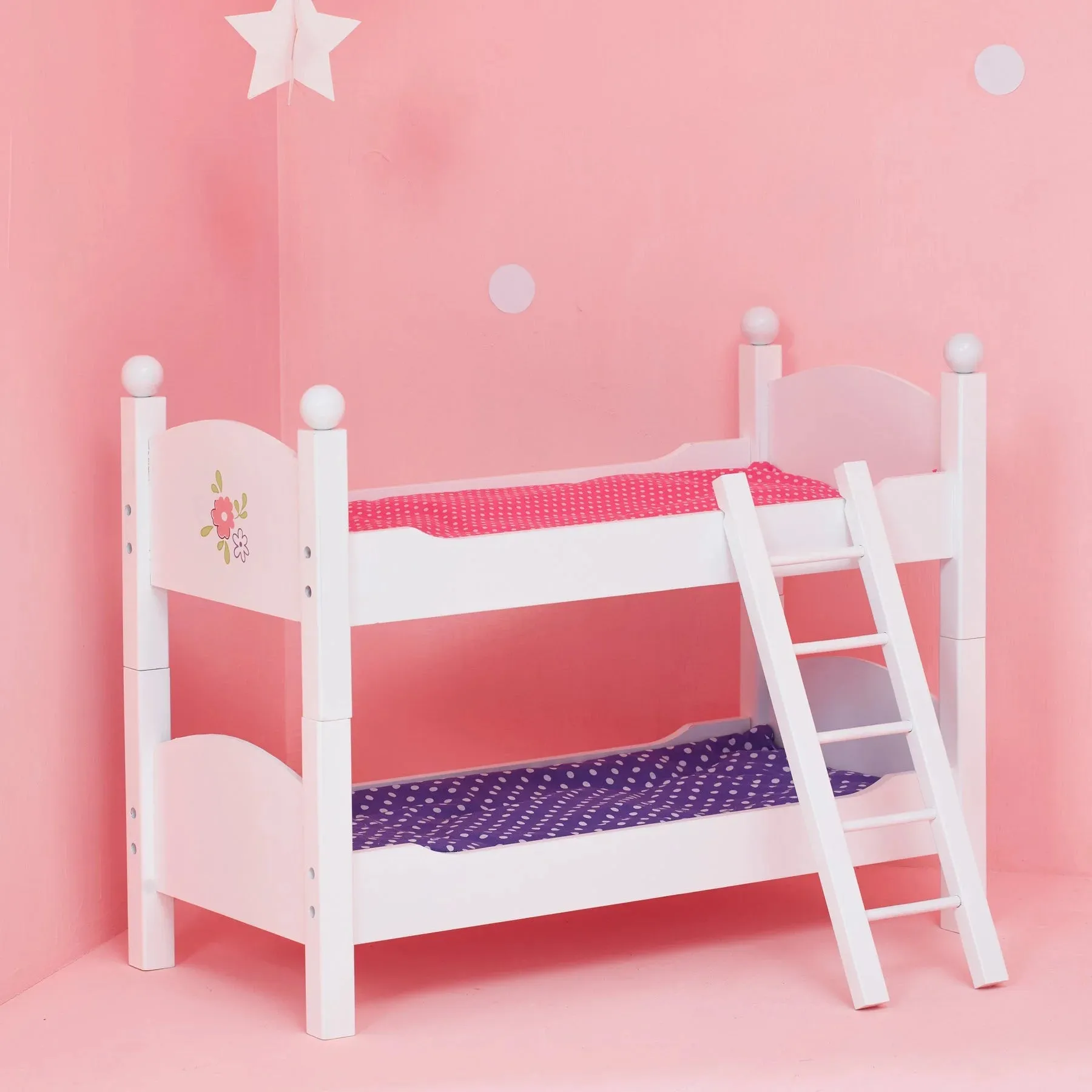 Teamson USA Olivia's Little World Polka Dots Princess 18-Inch Doll Bunk Bed, Grey