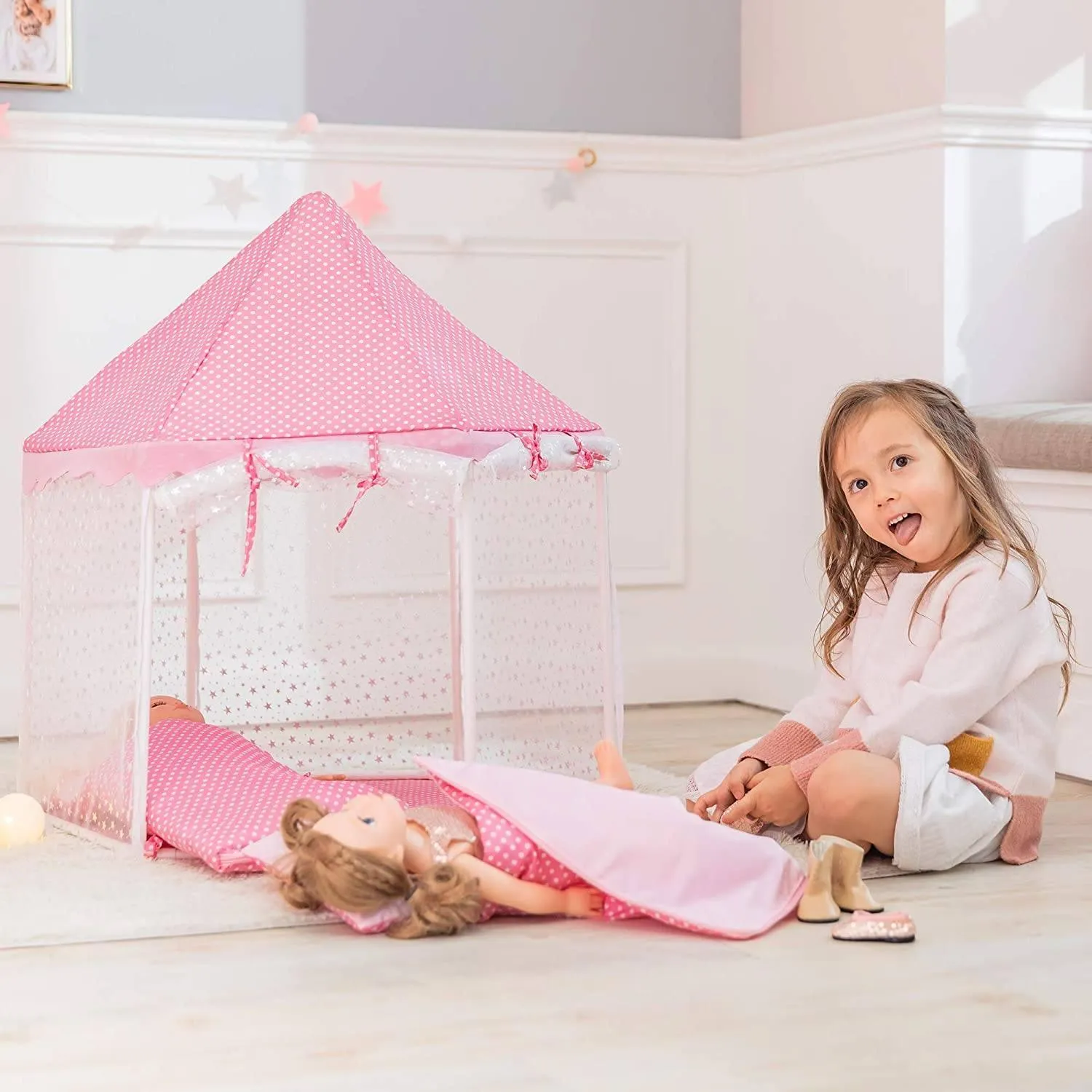 Teamson USA TD-13029A Olivia's Little World TD-13029A Dolls Tent with Sleeping Bags Pink