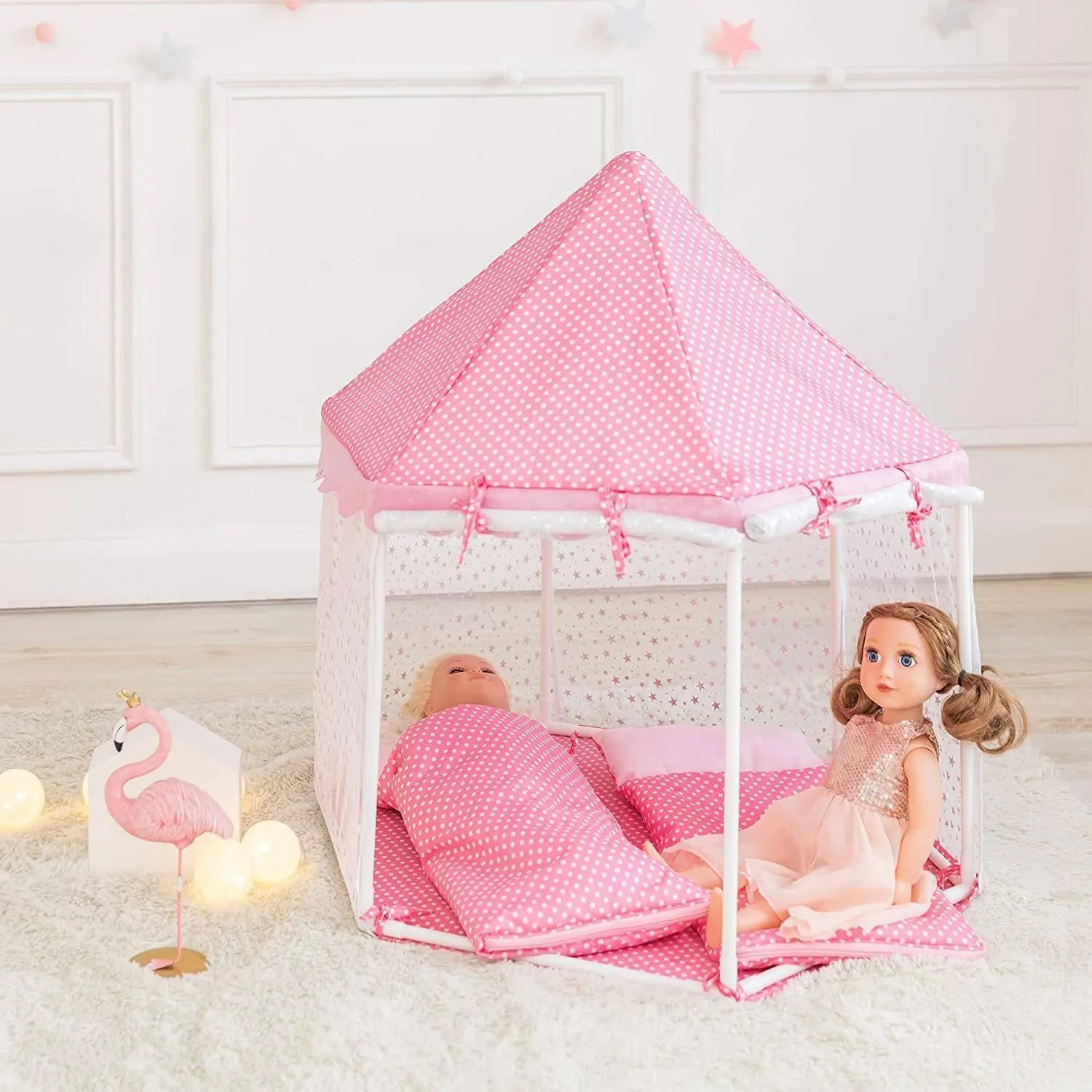 Teamson USA TD-13029A Olivia's Little World TD-13029A Dolls Tent with Sleeping Bags Pink